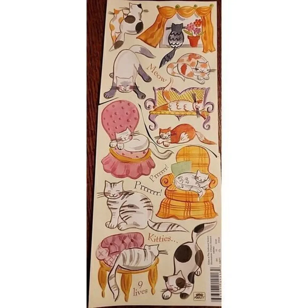 Cats At Play Embossed Stickers by Maret Hensick - Raised Texture: Sleepy Kitties